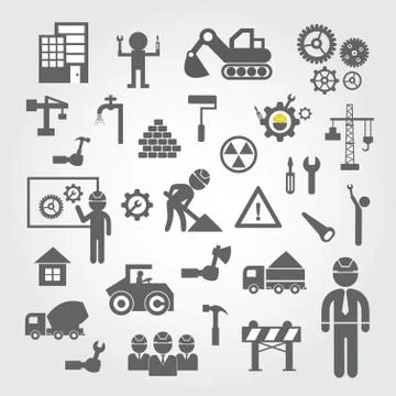 Construction icons set Stock Illustration