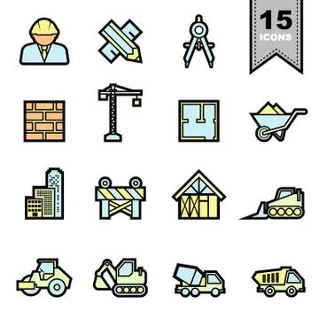 Construction icons set Illustrazione stock