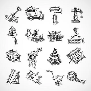 Construction icons set Illustrazione stock