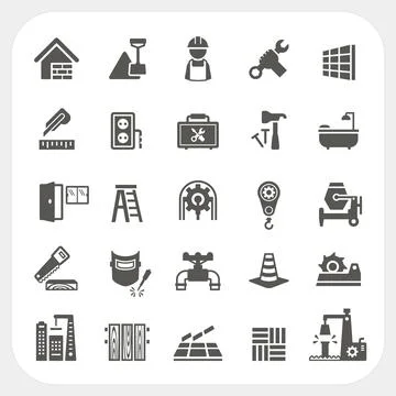Construction icons set Stock Illustration