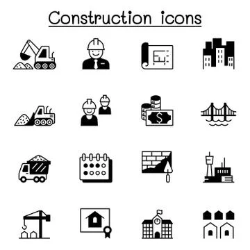 Construction icons set vector illustration graphic design Stock Illustration