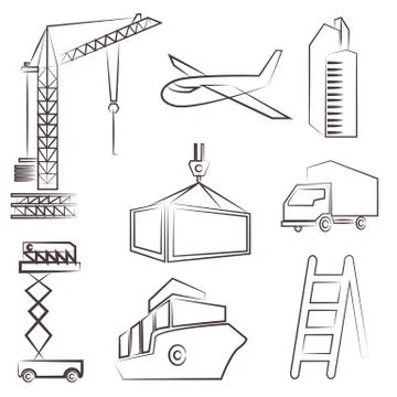 Construction icons, sketch design Stock Illustration