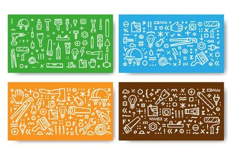 Construction icons vector banner. Building doodle icons Stock Illustration