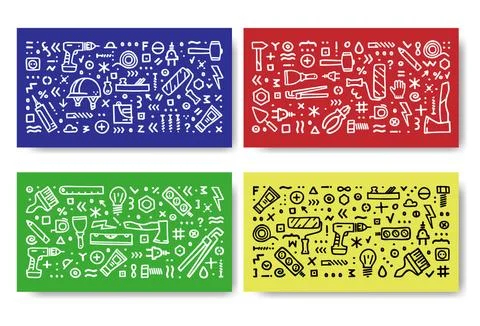 Construction icons vector banner. Building doodle icons Stock Illustration