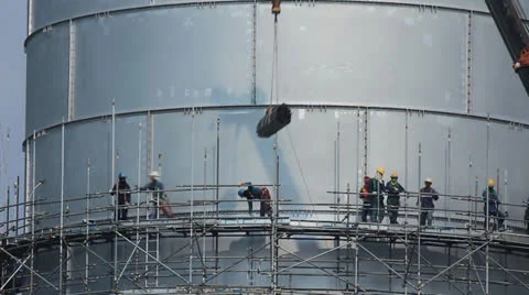 Construction of industrial plant Stock Footage 25913282