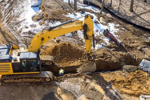 Construction of an industrial site under infrastructure development is being Stock Photos