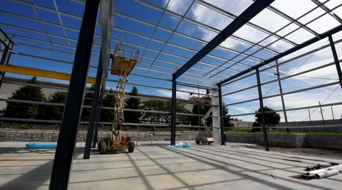 Construction industrial steel frame Stock Footage 50804859