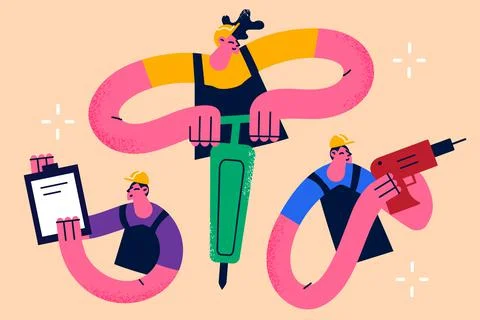 Construction, industry and engineering concept Stock Illustration