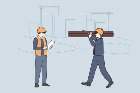 Construction industry and workers concept. Stock Illustration