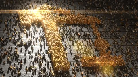 Construction industry contracts on the blockchain digital gold numbers Illustrazione stock