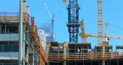 Construction industry development site with cranes in Los Angeles 4K Stock-Footage 65085997