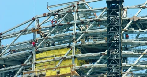 Construction industry development site with cranes in Los Angeles, 4K RAW Vídeo Stock 66723891