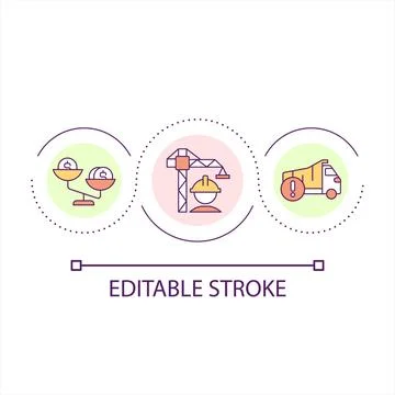 Construction industry expenses growth loop concept icon Stock Illustration