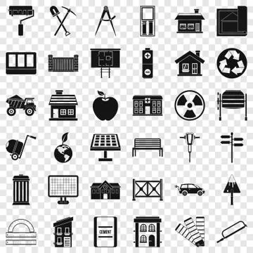 Construction industry icons set, simple style Illustrazione stock