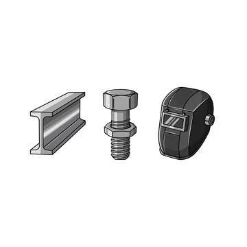 Construction industry tools illustration with i beam Stock Illustration