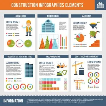 Construction Infographic Set 스톡 일러스트