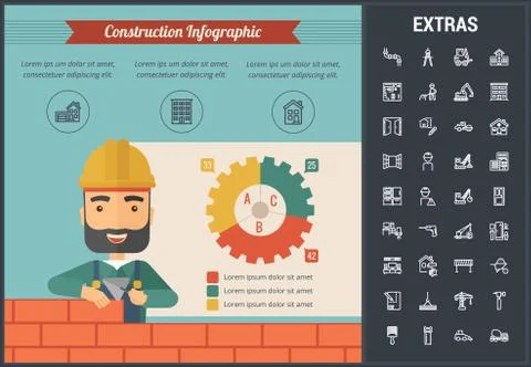 Construction infographic template and elements. Stock Illustration