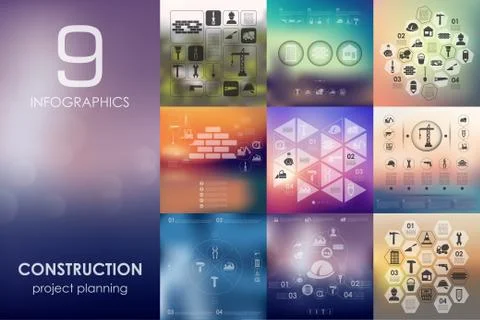 Construction infographic with unfocused background Stock Illustration