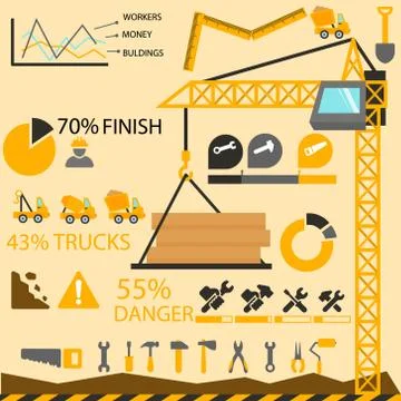 Construction information graphics, Construction elements Stock Illustration