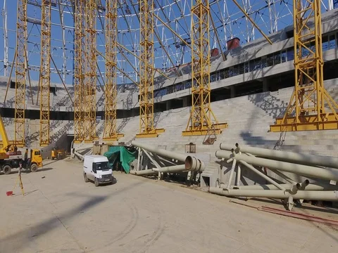 The construction inside the stadium Stock Footage 74409702