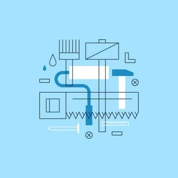 Construction instruments pattern and backdrop Stock Illustration