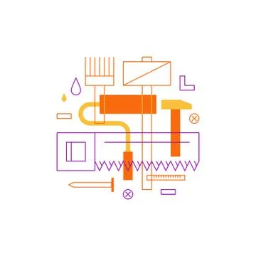 Construction instruments pattern and backdrop Stock Illustration