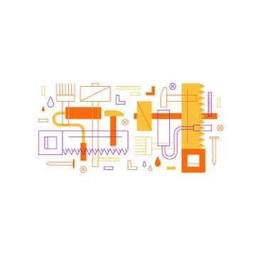 Construction instruments pattern and backdrop Stock Illustration