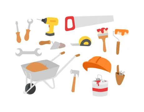 Construction instruments tools vector set Stock Illustration