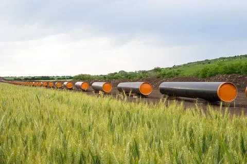 The construction of an interconnector for natural gas. Diversification Stock Photos