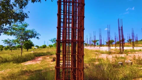 Construction - Iron Rods - Upwards Shot Stock Footage 263886115