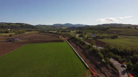Construction of Irrigation pipes network for agriculture in Val D'Arda Italy Vídeos de archivo 211343904