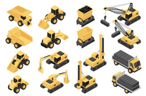 Construction Isometric Elements Stock Illustration