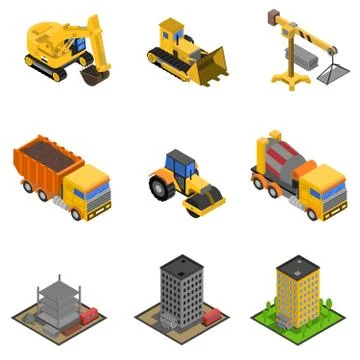 Construction Isometric Icons Set Illustrazione stock