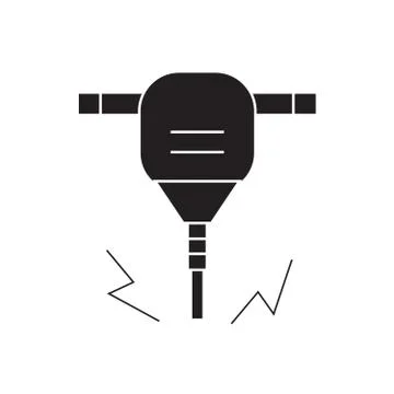 Construction jackhammer black vector concept icon. Construction jackhammer flat Illustrazione stock