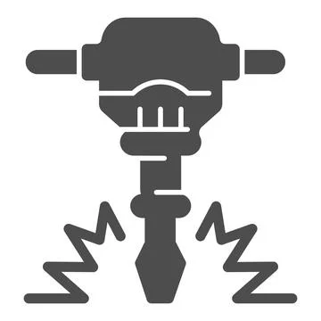 Construction jackhammer solid icon, labour day concept, concrete breaker sign on Stock Illustration