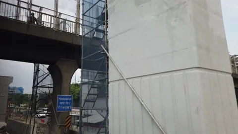 Construction of Jakarta Cikampek Elevated Road Stock Footage 130225117
