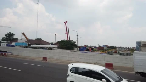 Construction of Jakarta Cikampek Elevated Road Stock Footage 130225191