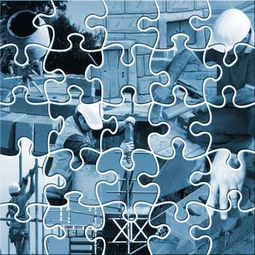 Construction jigsaw Ilustración de archivo