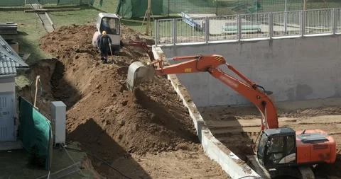 Construction of a kindergarten in the city. Stock Footage 166903277