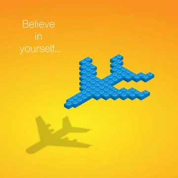 Construction kit elements airplaine with shadow Illustrazione stock