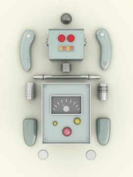 Construction kit of a robot, 3D rendering Stockillustratie