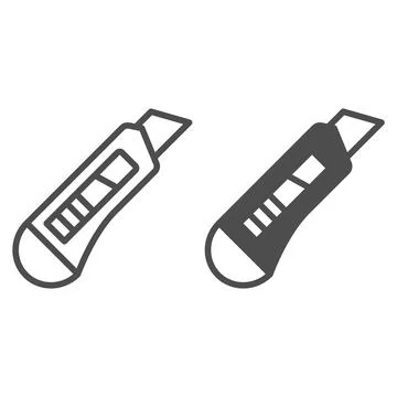 Construction knife line and solid icon, construction tools concept, utility Stock Illustration