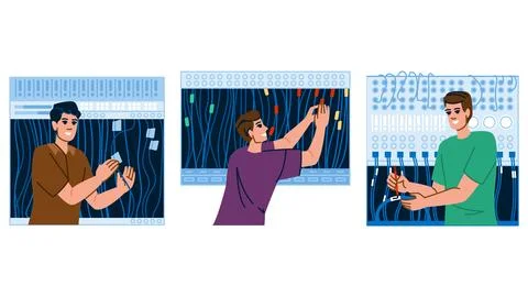 Construction labeling cables engineer vector Illustrazione stock