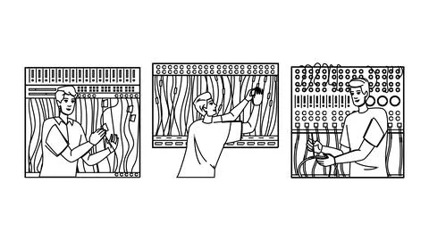 Construction labeling cables engineer vector Illustrazione stock