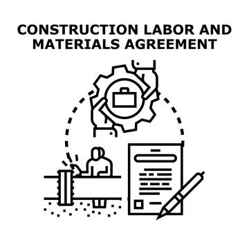 Construction labor and materials agreement vector concept Illustrazione stock