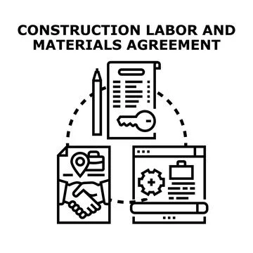 Construction labor and materials agreement concept vector illustration Stock Illustration