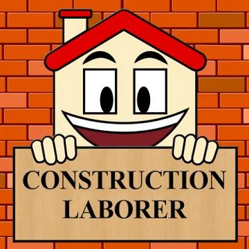 Construction Laborer Shows Building Worker 3d Illustration Ilustración de archivo