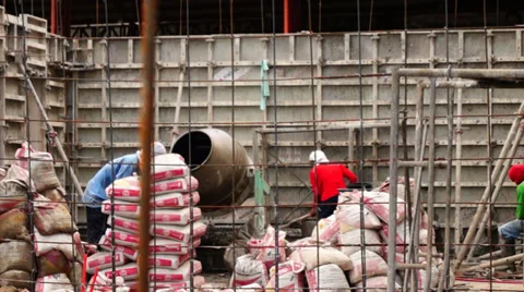 Construction Laborers Stock Footage