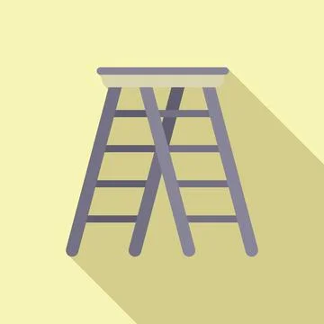 Construction ladder icon flat vector. Wooden step Stock Illustration