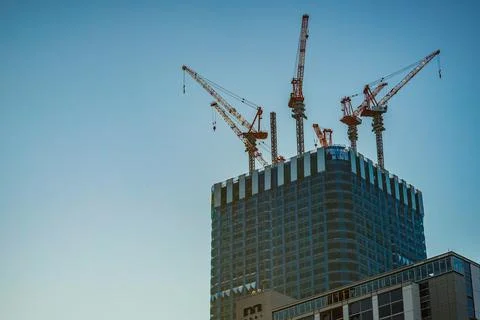 Construction landscape of skyscrapers Stock Photos